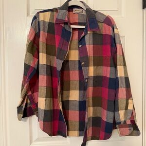New Directions Colorful Plaid Cotton button down fall autumn